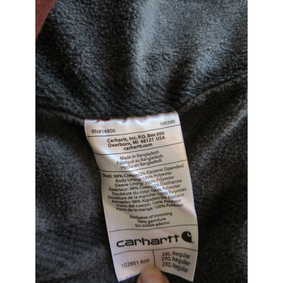 CARTHARTT Rust Flannel Lined 2XL Long Sleeve Snap Closure Pockets Collar Jacket - Picture 7 of 7